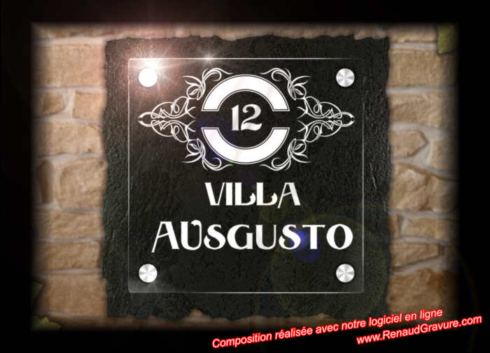 Plaque signaletique haut de gamme en verre v&eacute;ritable , grav&eacute;