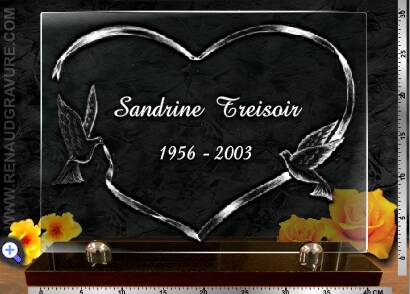 Plaque funeraire en verre